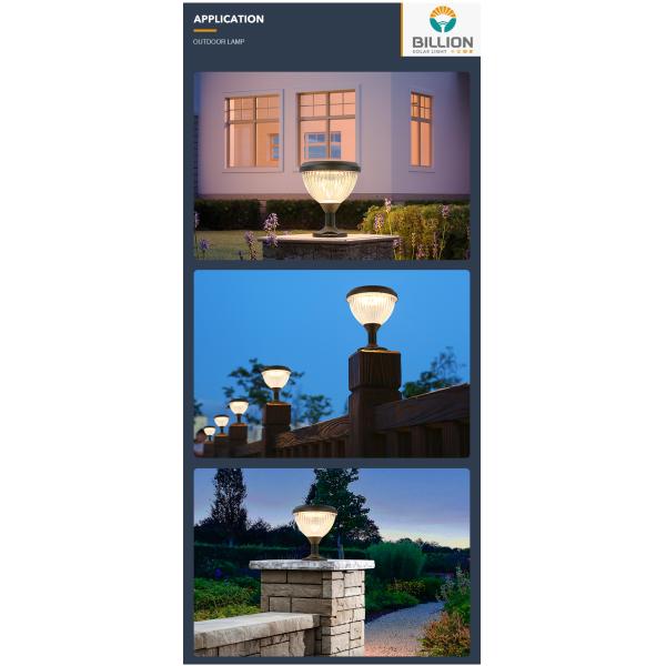50000 Hours Working Time Solar Powered Post Light Landscape Lighting for Outdoor