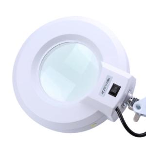 Foldable Arm Led Magnifying Lamp Round Desk Mounted Magnifying Lamp