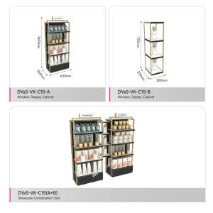 Skincare Display Rack Black& Gold Wooden Laundry and Care Products Display