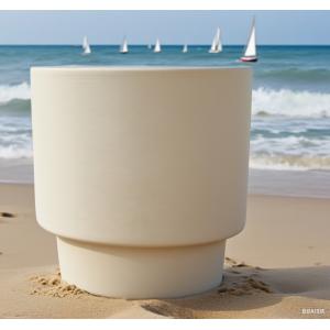 Wholesale Light Beige Two-layer Structure Round Fiber Clay Outdoor Planter Architectural Landscaping Design from china suppliers