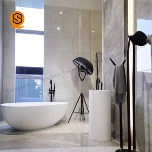 Solid Surface Egg Shaped Freestanding Bathtub In Glossy for Villa