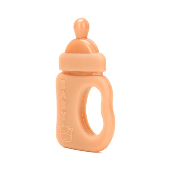 Quality Brown ODM Silicone Teether Milk Bottle Teether Customized Food Grade for sale