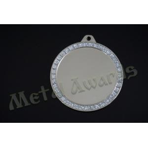 Glitter Color Custom Silver Medals , Custom Engraved Medallions Round Shape