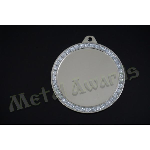 Glitter Color Custom Silver Medals , Custom Engraved Medallions Round Shape
