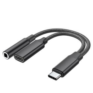 USB C To 3.5mm Headphone And Charger Adapter 2 In 1 Type C To Aux Jack Cable PD