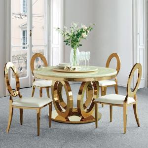China QIANCHENG Anti Oxidation SS Dining Tables Dia130x75cm Round Marble Top on sale