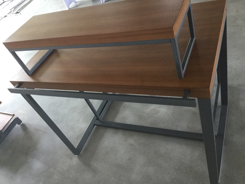 Wood Top Nesting Table Set with Metal Frame