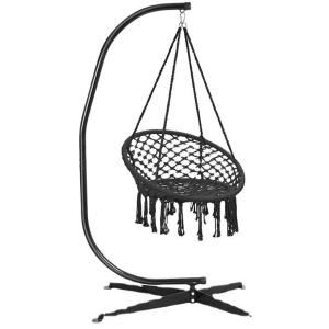 Heavy Duty C Shape Frame Swing Chair Stand With Macrame Hammock Chair Qingdao