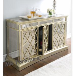 Champagne Gold Mirrored Sideboard Table , 85cm Height Mirrored Dining Room