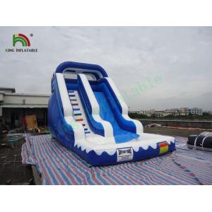 Wholesale 0.55mm PVC Tarpaulin Single Lane Inflatable Water Slide With Pool Blue / White Color from china suppliers