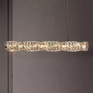 Modern Linear Crystal Chandelier Bar Rectangular Chandelier Customization Dining