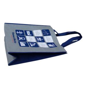 China Grey Non Woven Fabric Carrier Bags With Blue Handle Handy shopping bag for Brand Promotion on sale