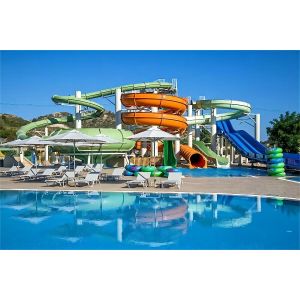 Customized Colorful Fiberglass Water Park Slide for Resort Hotels Ending with