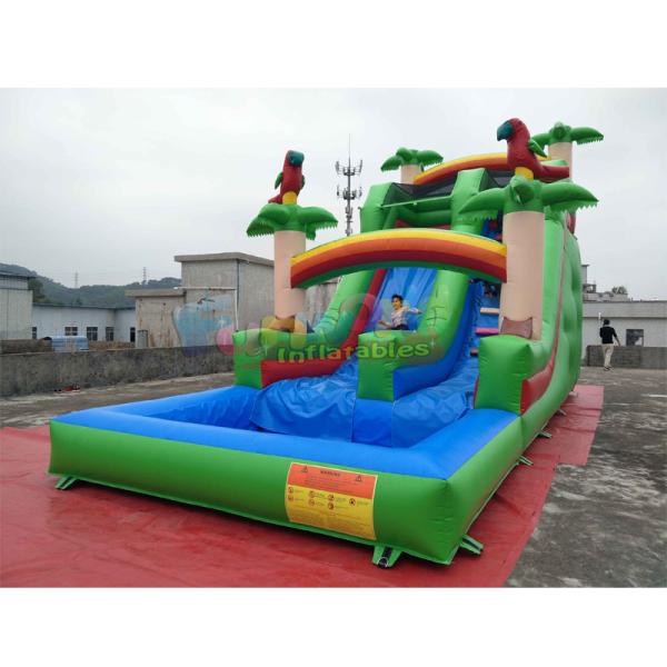 Pvc Tarpaulin Kids Inflatable Water Slide With Pool / Commercial Bounce House Water Slide