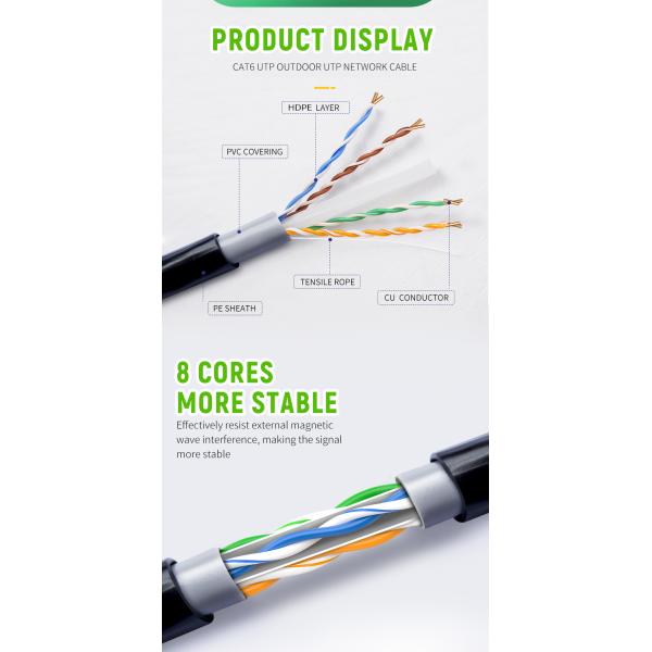 Hotsale Ethernet Cable Box Bare Solid Cu Copper Oxygen Free Copper Exterior Cat6 UTP Outdoor Network Cable Large Stock