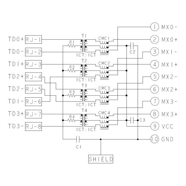 1-1840648-4 Integrated Connector Module RJ45 2X1 For Gigabit Ethernet
