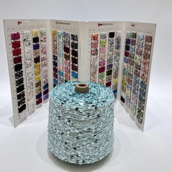 Customized 1/2.3NM Sequin Yarn Crochet Cotton Blended Yarn 55% Cotton 45% Polyester