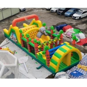 0.55mm PVC Animal Inflatable Obstacle Course With Toys 15*5*4.5m