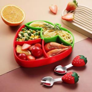 MHC Fruit Design Silicone Baby Feeding Set BPA Free Strawberry Feeding Bowl