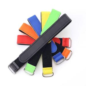 Colored Iron Buckle Hook And Loop Cable Strap Anti Slip Lightweight Customizable