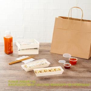 Compostable Food Containers, Rectangle Wooden Bento Boxes - Long Flare, Grease