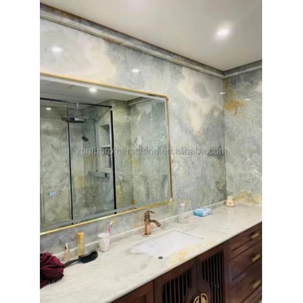 Modern Backlit Green Onyx Stone Slab 30mm Thickness for Graphic Living Room Jade Wall