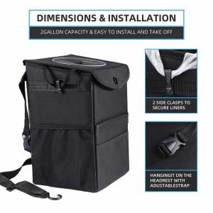 Auto Accessories Car Garbage Can with Car Liner Removable Storage Bag and Wet