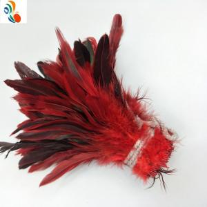 1 Yard Length Party Decoration Strung Rooster Coque Feather with Satin Ribbon