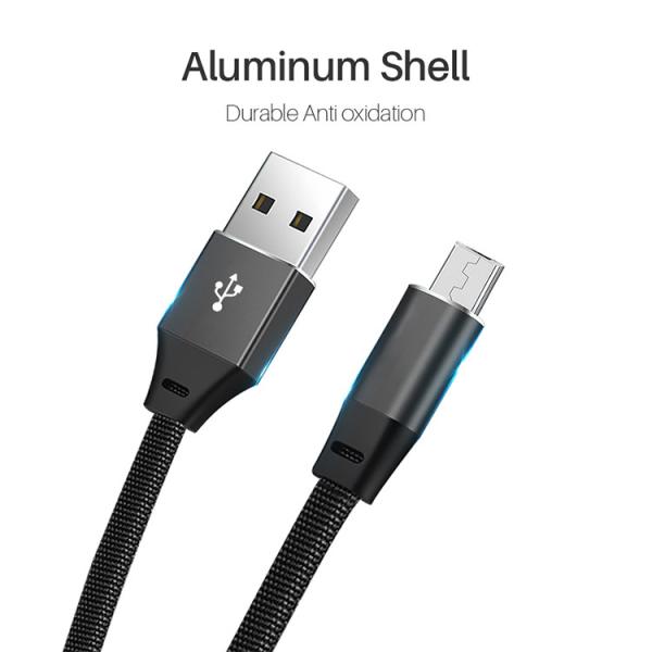 Durable 3A Nylon Braided Micro USB Cable For Android Phone