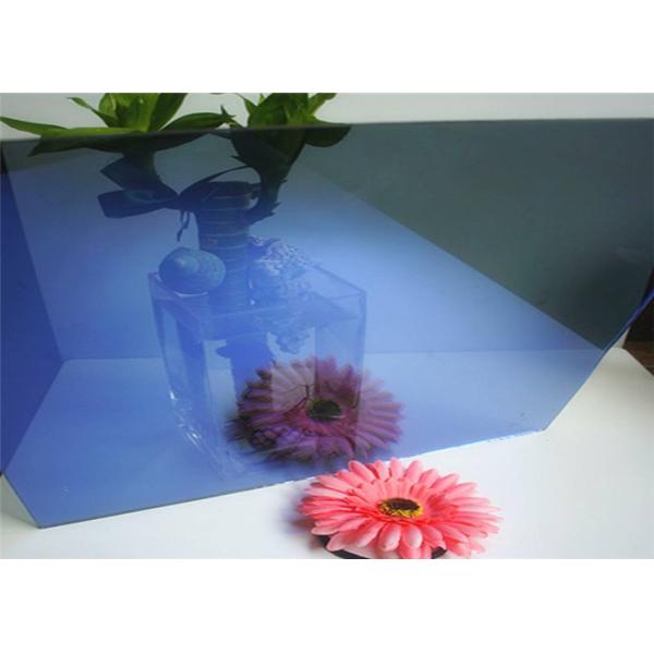 Flat Shape Dark Blue Reflective Glass , Reflective Tempered Glass Sample