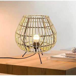 Natural Color Bamboo Rattan Table Lamp For Bedroom Bedside Atmosphere