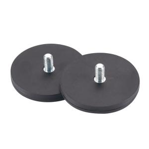 Round Black Rubberised Neodymium Magnets With Internal Thread
