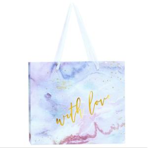 Customized Printed Marble Pattern Paper Gift Bag With Your Own Logo For Clothes