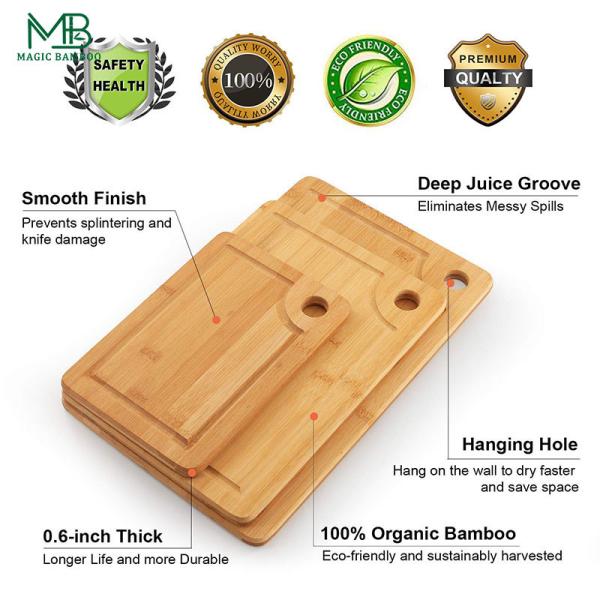 Bamboo Cutting And Serving Boards With Holder