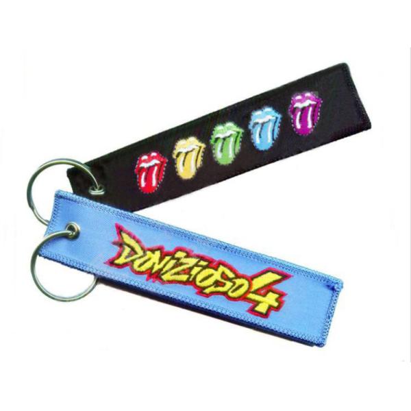 Custom Made Durable Polyester Embroidery Keychain Eco Friendly Key Tag