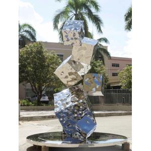 Silver color Hotel Lobby Sculpture Geometric Water Waves Three Dimensional Rubik