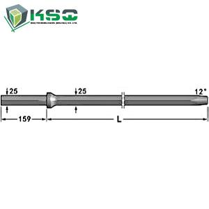 12° Hex Tapered Drill Rod Shank with CNC milling 25 mm x 159 mm