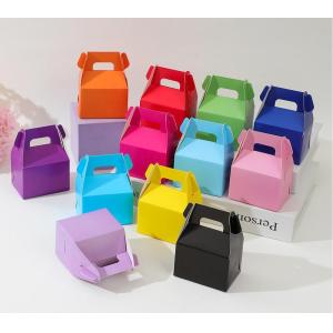 Eco-Friendly Mini Paper Treat Boxes with Handle Party Favor Packaging in Bright