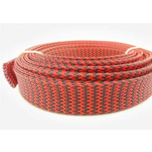 Red Black PET Braided Heat Resistant Wire Sleeve 1mm 150mm Width