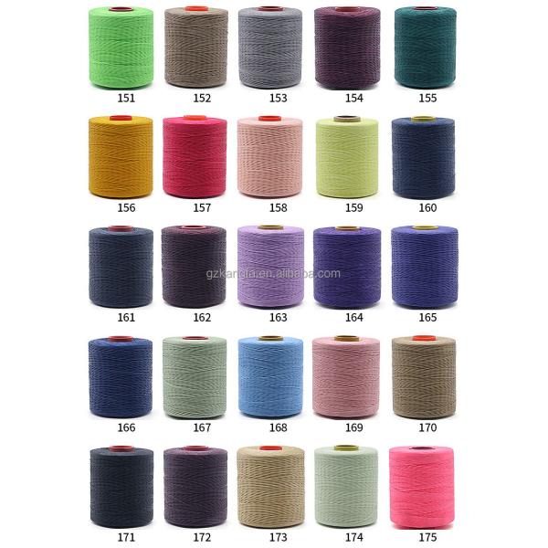 100% Polyester Flat Braided Sewing Yarn For Leather Braided Wax Thread 240 Colors