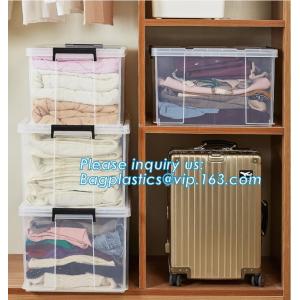 Customized Clear Household Large Storage Boxes With Lids, household large clear