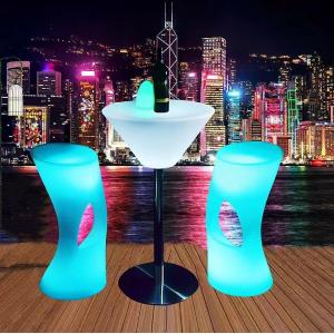 Remote Control Manual Adapter PE Plastic Illuminated LED Cocktail Table For