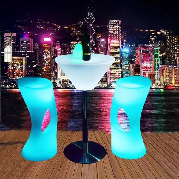 Remote Control Manual Adapter PE Plastic Illuminated LED Cocktail Table For Nightclubs