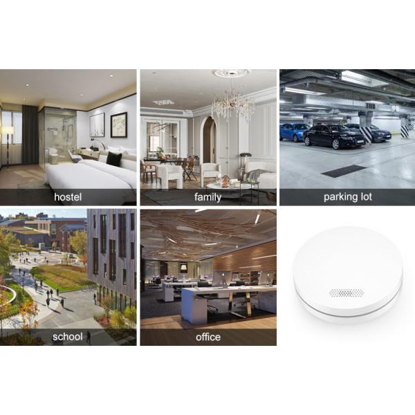 Alkaline Zinc Battery Tuya Wifi Intelligent Fire Smoke Alarm Detector With 85 Decibel Alarm