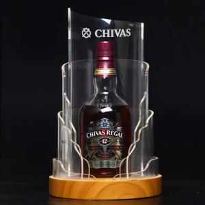 Wooden Base 20cm Acrylic Led Liquor Bottle Display Shelf