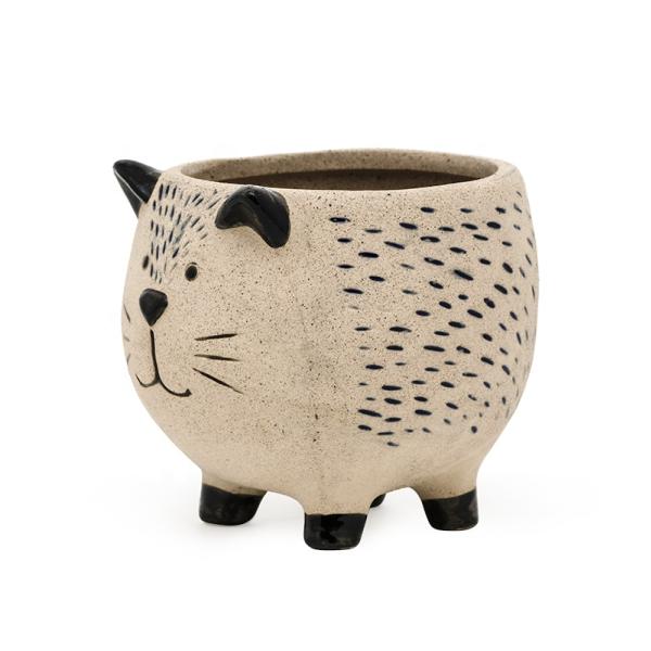 Unique Kitten Cat Flower Succulent Pot in Pottery Clay Ceramic Wholesale Hot Sale Lovely Instagram 3D Flower/succulent Pots