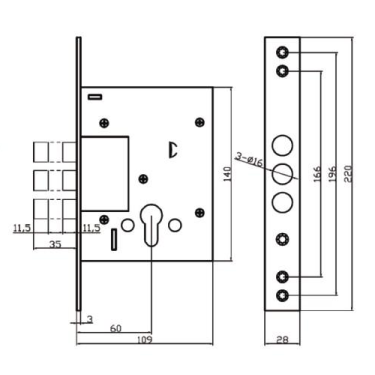 Cylinder Version Rim Latch Door Lock / Mortise Lock Body Metal Door Lock High Standard Profile