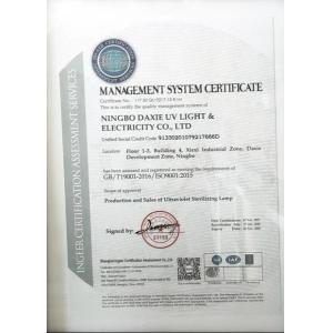 Ningbo Uv Light & Electricity Co., Ltd. Certifications