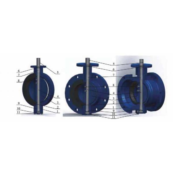 150LB Top Flange End Rubber Seated Butterfly Valve For Water Works