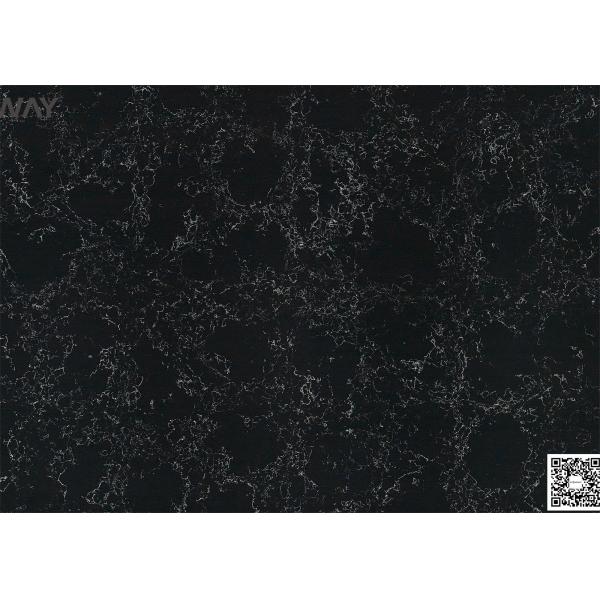 Black Carrara Artificial Quartz Stone Heat Resistance Easy To Clean
